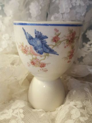 Hard To Find Vintage W.  S.  George China Blue Bird Of Happiness Double Egg Cup