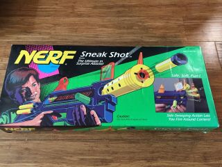 Vintage 1994 Nerf Sneak Shot Blaster Corner Shooter Gun Shape W/box Inserts