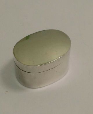 Vintage Sterling Silver Oval Pill Box W/ Hinged Lid No Engravings Or Monograms