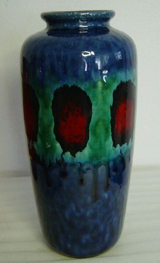 Large Vtg 60s/70s Blue Pottery Vase Lava Signed Uebelacker Ü - Keramik