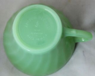 Vintage Anchor Hocking Fire King Jadeite Swirl Shell Glass Coffee Cup & Saucer 3