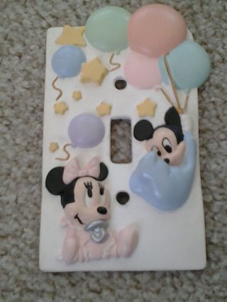 Mickey & Minnie Mouse Disney Babies Single Wall Light Switch Plate Cover Vintage