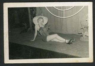 Sexy Woman Swimsuit Model Hat Vtg Photo Snapshot 1960s Fashion Legs Heels