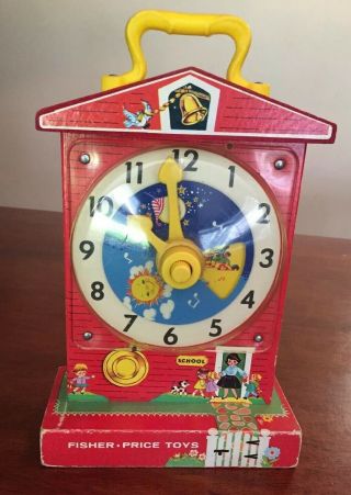 Fisher Price Tick Tock Clock Teaching Music Box,  Vintage 998 1962 - 1968
