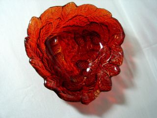 Vintage Indiana Glass LoganBerry Raised Red Flash Raspberry Bowl Serving Dish 2