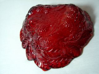 Vintage Indiana Glass LoganBerry Raised Red Flash Raspberry Bowl Serving Dish 3