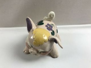 Vintage Kay Finch California Pottery Pig Purple Ear & Flowers