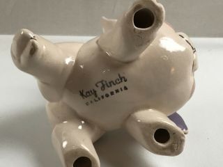 Vintage Kay Finch California Pottery Pig Purple Ear & Flowers 5