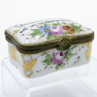 Vintage Limoges Hand Painted Porcelain Box with Love Saying in French,  NR 7