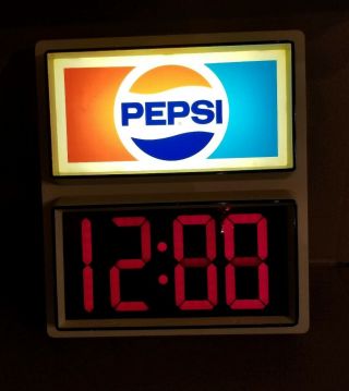Vintage Pepsi Digital Wall Clock Electrical - - Sign Lights Up,  Clock Not