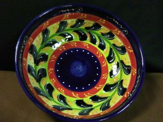 Lovely Vtg.  HNOS Pedraza Spanish Abstract Pottery Hand Painted Serving Bowl,  Spain 2