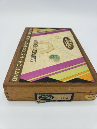 Vintage Talens Rembrandt Soft Pastels Wood Box Set Of 12 Holland 5