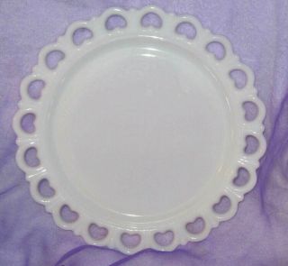 Anchor Hocking Vintage " Old Colony Lace " Milk Glass Cake Platter - 13 Inch