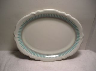 Vintage Shenango China 12.  5 " X 9.  5 " Serving Platter Turquoise Accents