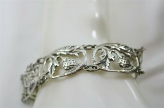 Vintage Sterling Silver Oak Leaf & Acorn Chain Link Bracelet 7.  5 "