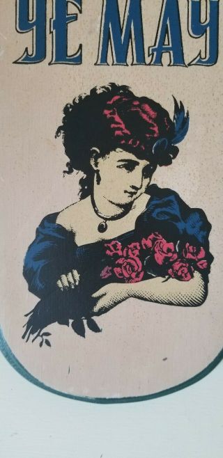 Vintage Bar Sign Woodcraft 1968 Victorian Woman Gather Ye Rosebuds While Ye May 2