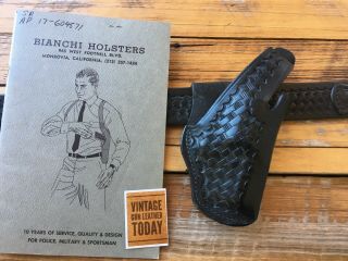 Vintage Bianchi 5b Black Basketweave Leather Holster For S&w K Frame 2 "