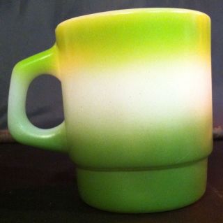 Vintage Fire King Green Three Tone D Handle Avocado Chartreuse Stackable Mug Cup 3