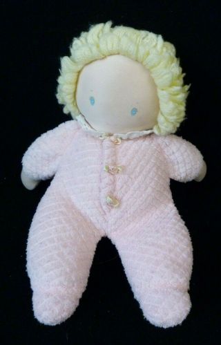 10 " Vintage Eden Blonde Baby Doll Pink Thermal Plush Toy Stuffed Soft Lovey