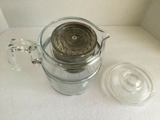 VINTAGE Pyrex 9 Cup Stove Top Coffee Pot Percolator 7759 COMPLETE GUC 3