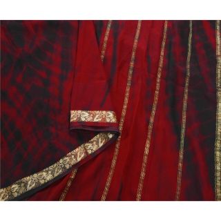 Sanskriti Vintage Saree 100 Pure Georgette Silk Woven Leheria Craft Fabric Sari
