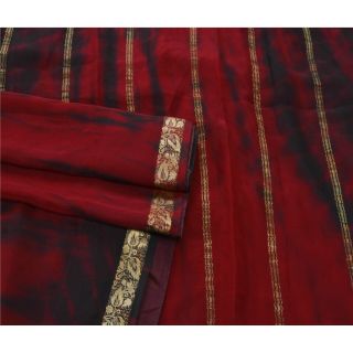 Sanskriti Vintage Saree 100 Pure Georgette Silk Woven Leheria Craft Fabric Sari 2