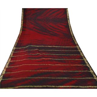 Sanskriti Vintage Saree 100 Pure Georgette Silk Woven Leheria Craft Fabric Sari 4