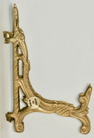 Vintage Ornate Brass Easel Display Stand Plate Picture 5 " X 3 1/2 " Made In India