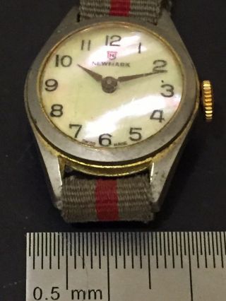 Vintage NEWMARK Swiss Made Watch With Pearl Dial And Army Style Band 3