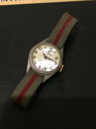 Vintage NEWMARK Swiss Made Watch With Pearl Dial And Army Style Band 5