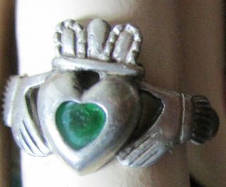 Vintage Sterling Siklver Claddagh Ring Heart Hands Crown Size 6