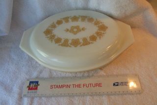 Vintage Pyrex Butterfly Gold Divided Casserole Dish Covered Oven 1 Qt Lid 945c