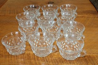 12 VINTAGE CLEAR FOSTORIA AMERICAN GLASS PUNCH TEA CUPS FLARED RIM 