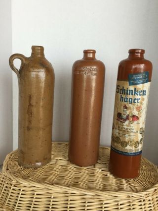 Three Vintage/antique German Crock Bottles