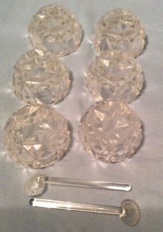 Set of 6 Vintage Glass Salt Dips with Glass Spoons 3