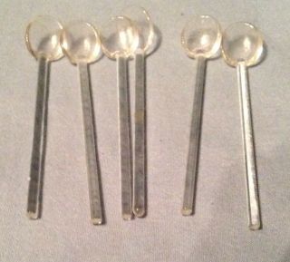 Set of 6 Vintage Glass Salt Dips with Glass Spoons 4