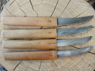 Vintage Japanese Samurai Sword Katana Style Set of 4 Knives 1950s - 60s CherryWood 5