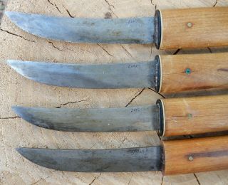 Vintage Japanese Samurai Sword Katana Style Set of 4 Knives 1950s - 60s CherryWood 8