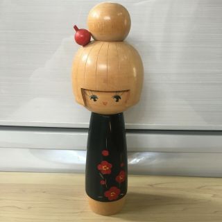 Japanese Vintage Kokeshi Doll Wooden ９.  05 Inches 23 Cm Signed