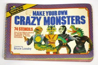 " Make Your Own Crazy Monsters " Vintage Halloween Kids Stencil Book Uncut 1982