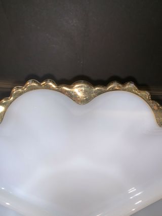 Vintage White Milk Glass Divided Serving Platter Relish Plate Dish Gold Trim box 2