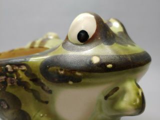 Vintage Brush McCoy pottery frog garden statue laying relaxing planter 4