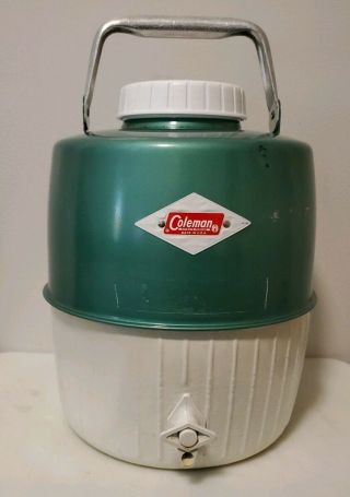 Vintage Coleman 2 Gallon Water Cooler Jug Green Usa