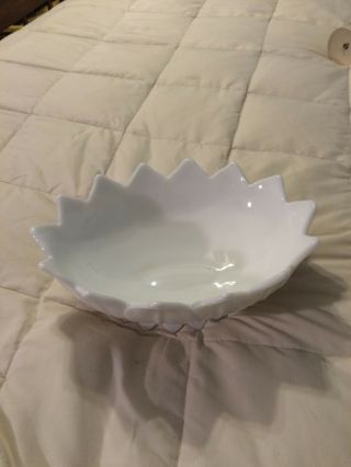 Vintage Westmoreland White Milk Glass Pedestal Scallop Trim Bowl Vase