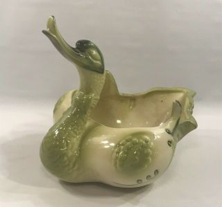 Vintage Hull Usa 69 Art Pottery Figural Swan Flower Planter Vase Green Cream