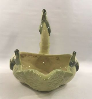 Vintage Hull USA 69 Art Pottery Figural Swan Flower Planter Vase Green Cream 3