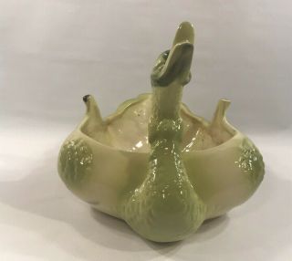 Vintage Hull USA 69 Art Pottery Figural Swan Flower Planter Vase Green Cream 4
