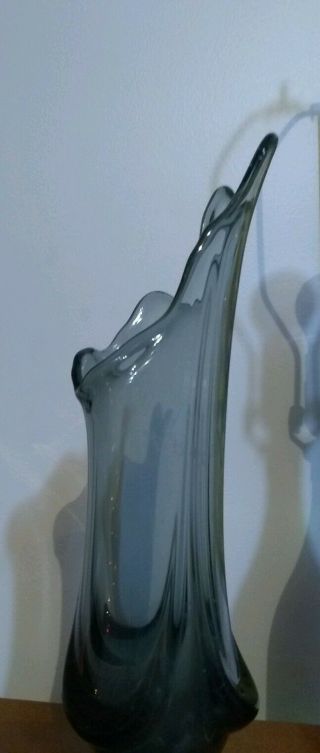 Vintage Viking Glass Smoke Epic Drape Footed Vase 3