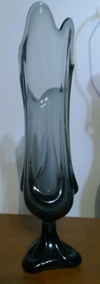 Vintage Viking Glass Smoke Epic Drape Footed Vase 4