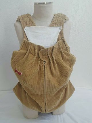 Vintage Snugli Baby Carrier Made In Usa Handmade Tan Corduroy White Bib